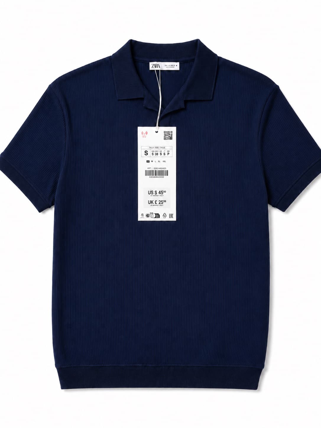 Polo ZARA Bleu Marine Texturé 🇩🇪