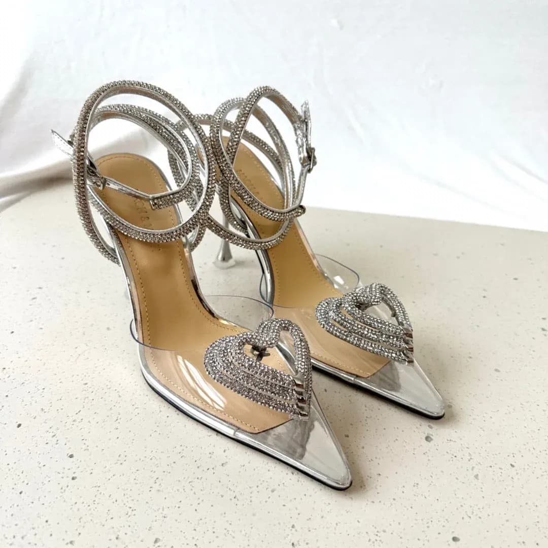 Talons Transparents avec Brides Enroulées à Strass - T38