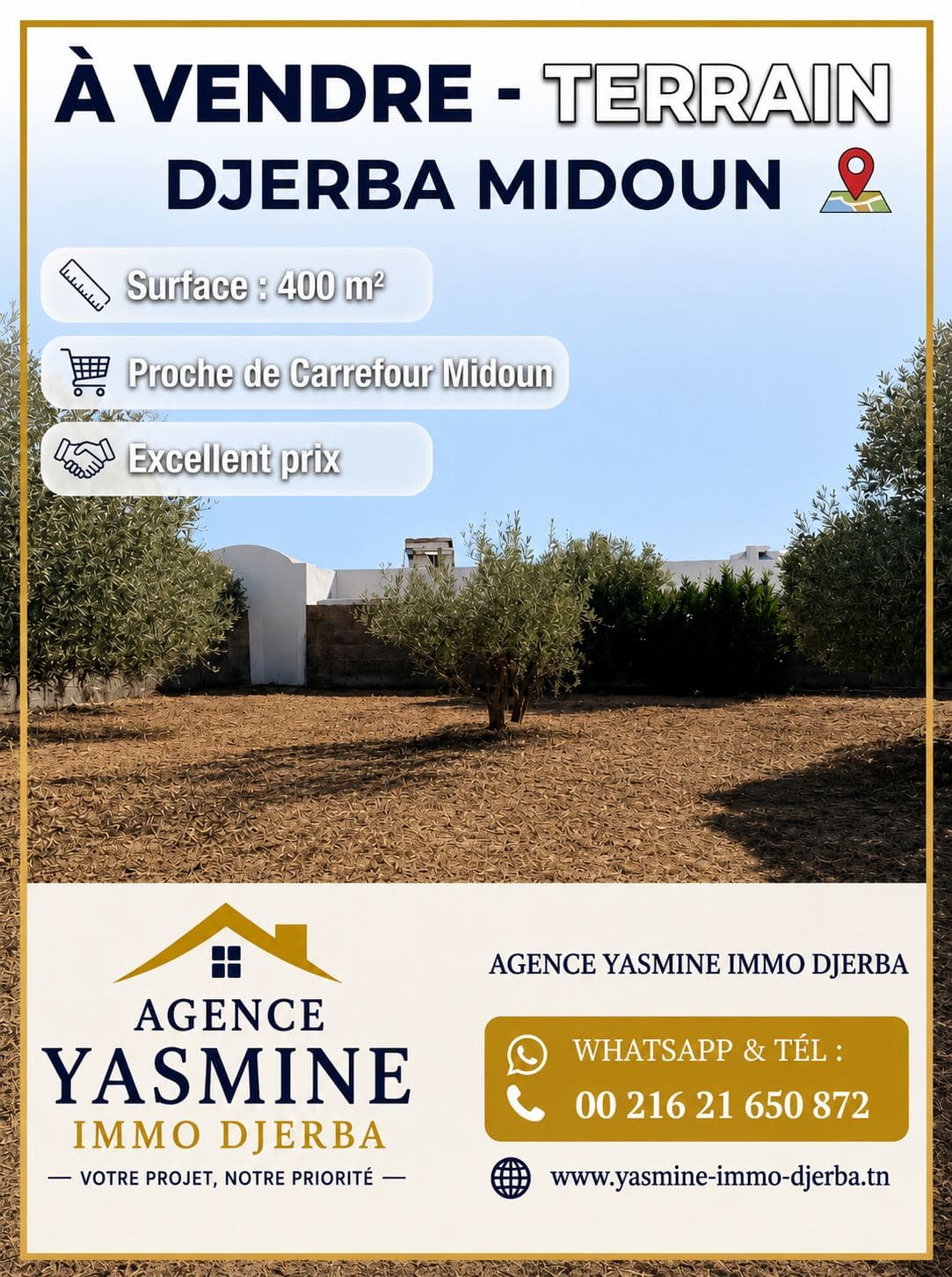 Terrain 400 m² a vendre à Djerba