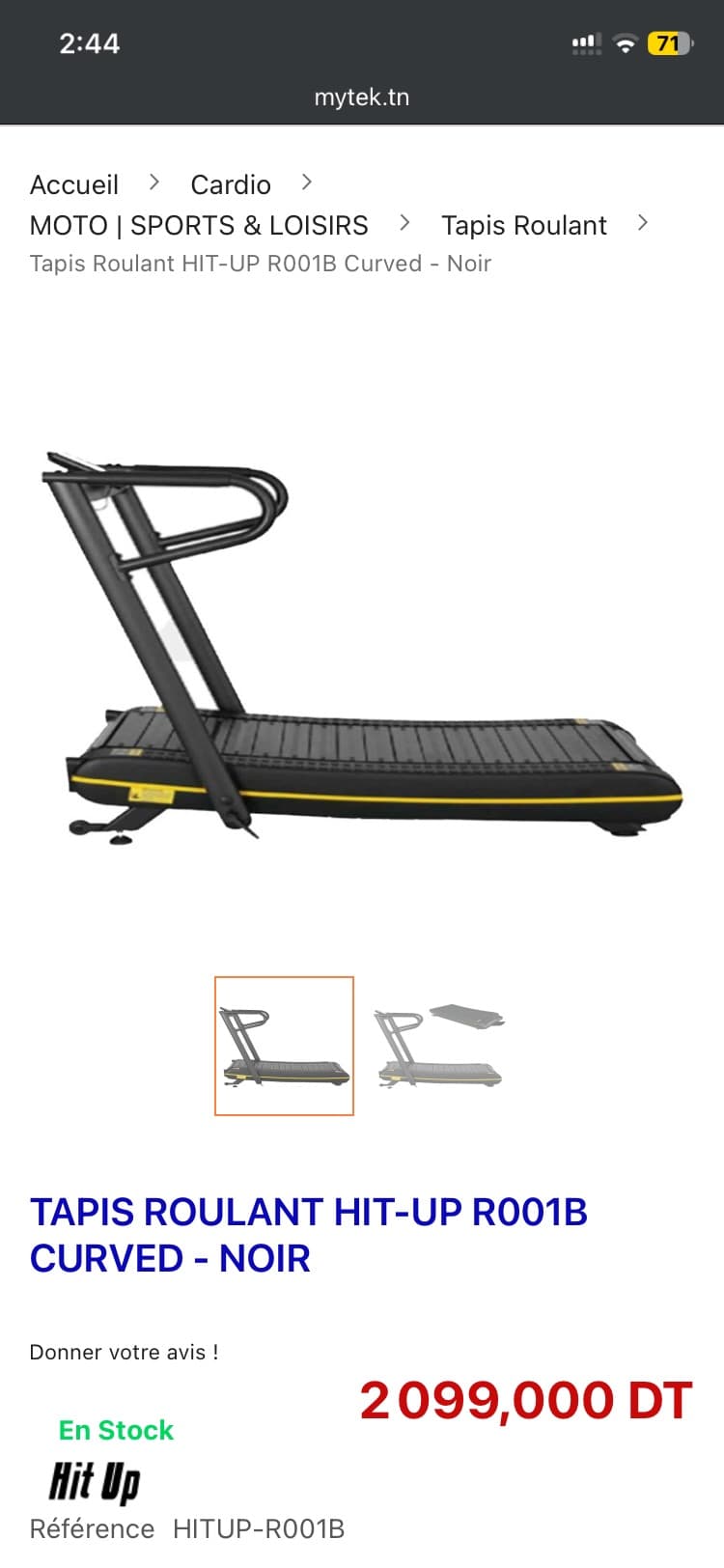 TAPIS ROULANT HIT-UP R001B CURVED